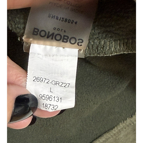 Bonobos Golf 1/4 Zip Slim Fit Pullover Sweatshirt Olive Green Pockets Size Large - Picture 10 of 10